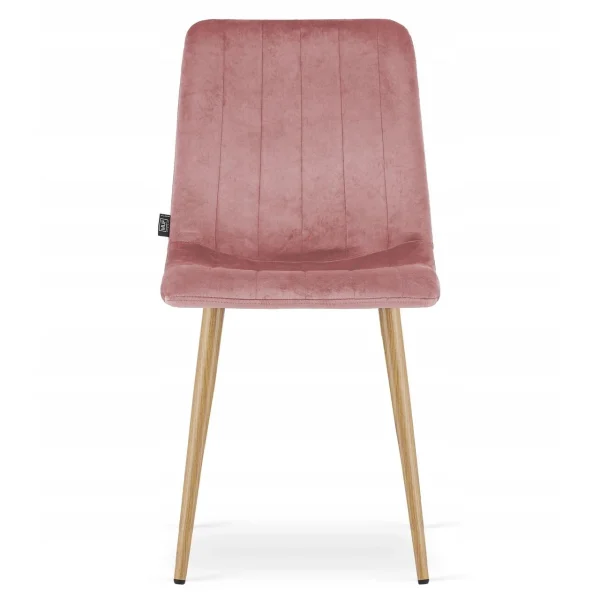 Scaun bucatarie/living, Artool, Lava, catifea roz, picioare metal natur, 43x51x90 cm