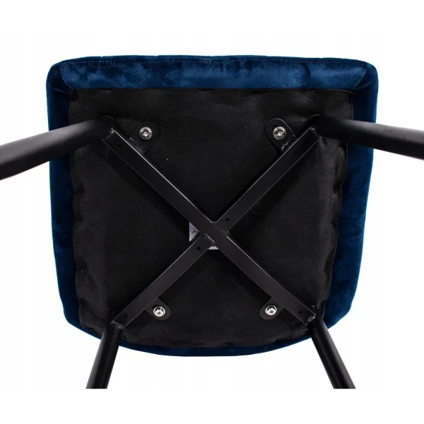 Scaun bucatarie/living, Artool, Lava, catifea bleumarin, picioare metal negru, 43x51x90 cm