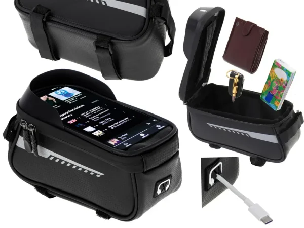 Suport Telefon IMPERMEABIL tip Geanta, montaj pe Motocicleta sau Bicicleta