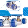 Skateboard Penny Board pentru copii cu roti din cauciuc, iluminate LED, culoare Albastra