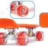 Skateboard Penny Board pentru copii cu roti din cauciuc, iluminate LED, culoare Orange