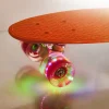 Skateboard Penny Board pentru copii cu roti din cauciuc, iluminate LED, culoare Orange