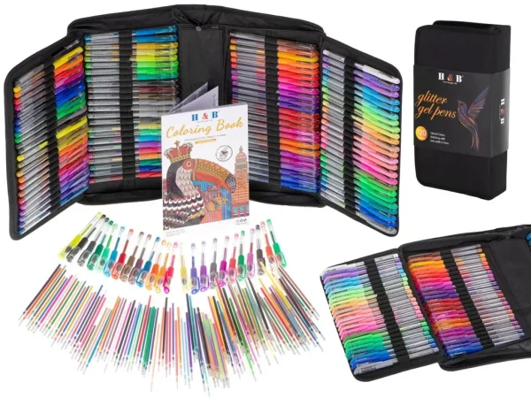 Set 242 piese, Pixuri cu gel multicolor + Rezerve + Carte de colorat + Penar