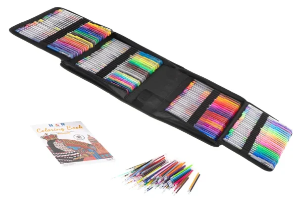 Set 242 piese, Pixuri cu gel multicolor + Rezerve + Carte de colorat + Penar