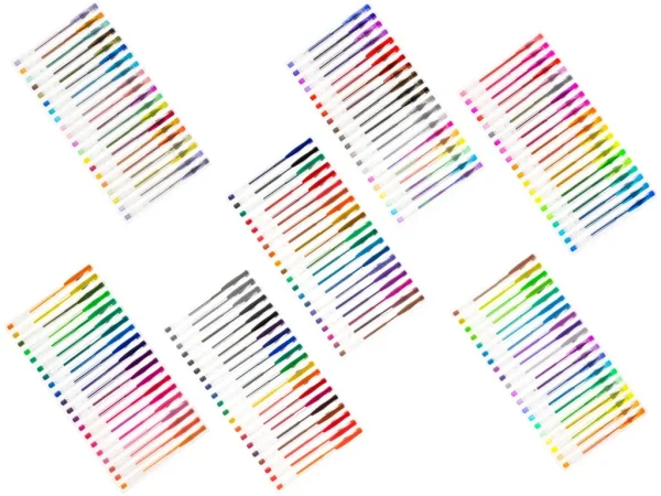 Set 140 piese, Pixuri cu gel multicolor cu sclipici (glitter)