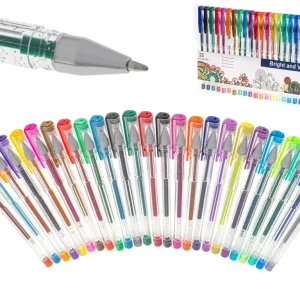 Set 25 piese, Pixuri cu gel multicolor cu sclipici (glitter)