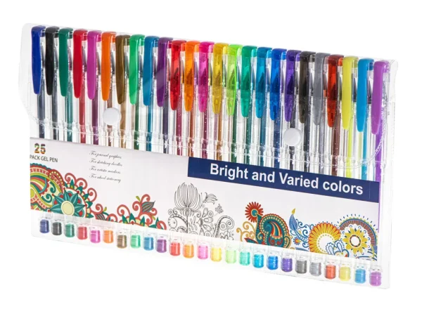 Set 25 piese, Pixuri cu gel multicolor cu sclipici (glitter)