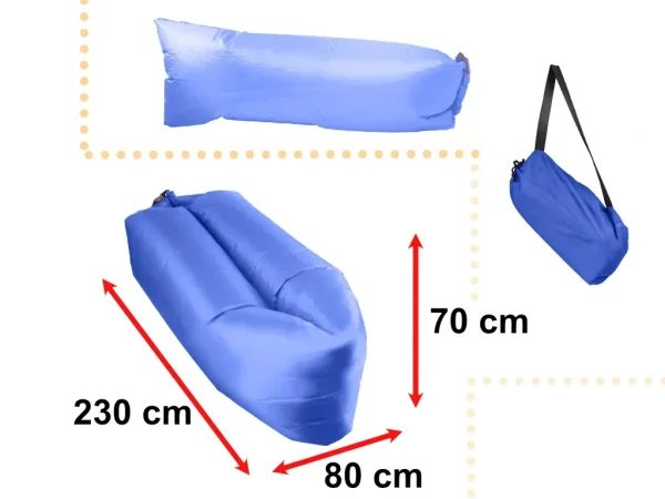 Saltea Autogonflabila "Lazy Bag" tip sezlong, 230 x 70cm, culoare Bleumarin, pentru camping, plaja sau piscina
