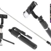 Set 3in1, Selfie Stick cu Lampa LED si Trepied, conectare Bluetooth, alimentare USB