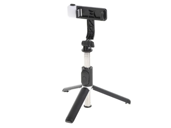 Set 3in1, Selfie Stick cu Lampa LED si Trepied, conectare Bluetooth, alimentare USB