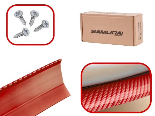 Protectie spoiler, prelungire bara fata/spate din cauciuc, culoare CARBON Rosu