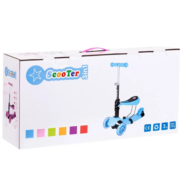 Tricicleta + Trotineta + Skateboard (3in1) roti iluminate LED - ROZ