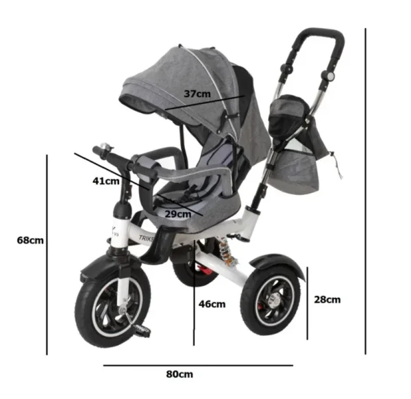 Tricicleta si Carucior pentru copii Premium TRIKE FIX V3 culoare Gri
