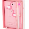 Set Cadou pentru Copii, Caiet cu Flamingo finisat cu piele ecologica + Pix cu Flamingo