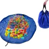 Covoras de joaca & Sac pentru jucarii, 2in1, culoare Albastra, diametru 150cm