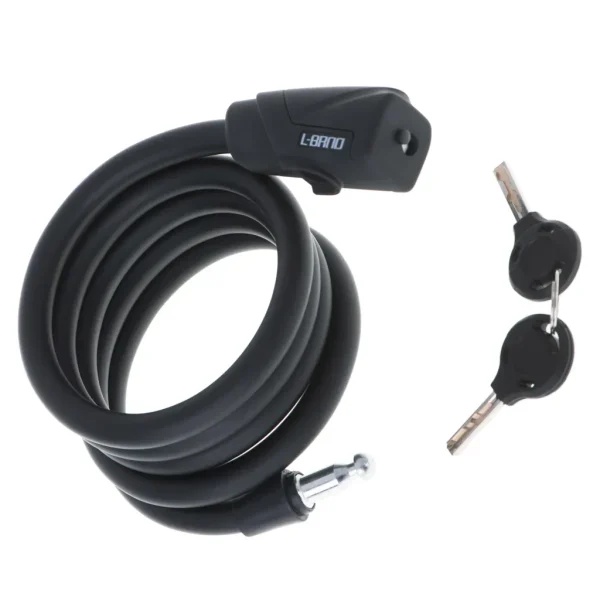 Antifurt bicicleta, Dispozitiv de blocare biciclete, spiralat, cu cheie, lungime 150cm, culoare Neagra