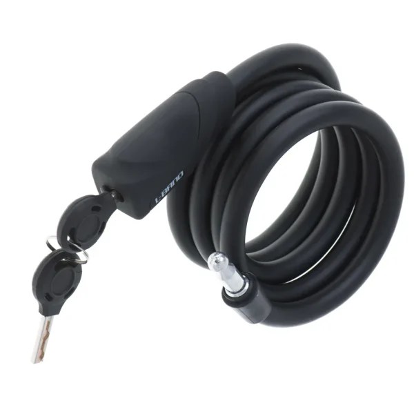 Antifurt bicicleta, Dispozitiv de blocare biciclete, spiralat, cu cheie, lungime 150cm, culoare Neagra