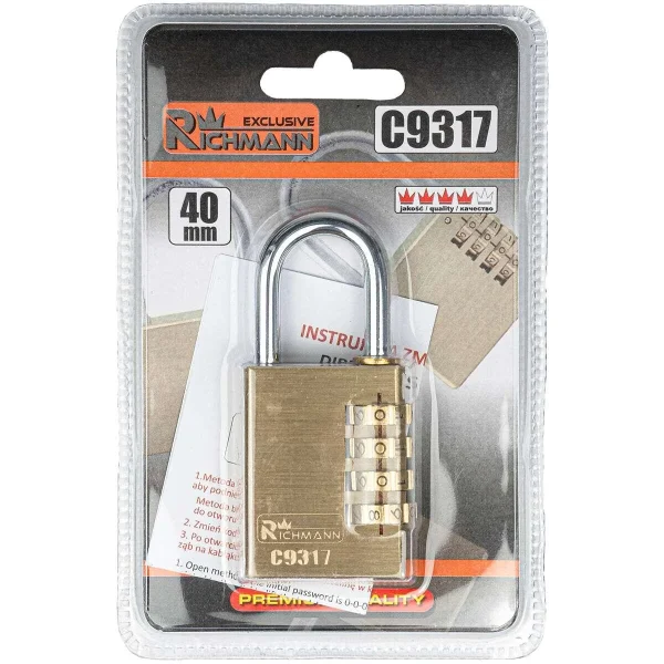 Lacat cu cifru, auriu, 40 mm, Richmann Exclusive
