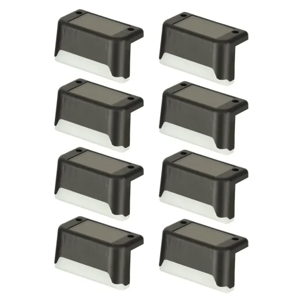 Set 8 Lampi solare LED pentru iluminat scari exterioare cu senzor crepuscular