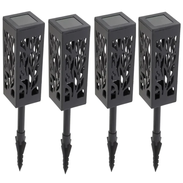 Set 4 lampi solare de gradina cu picior tip "Lampion" cu LED
