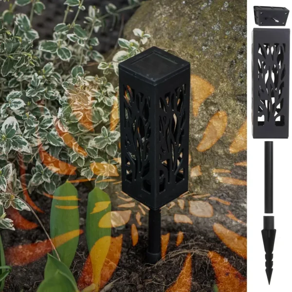 Set 4 lampi solare de gradina cu picior tip "Lampion" cu LED