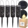 Set 4 lampi solare de gradina cu picior si agatatoare tip "Felinar" cu LED