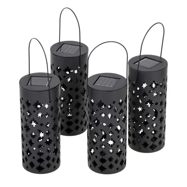 Set 4 lampi solare de gradina cu picior si agatatoare tip "Felinar" cu LED