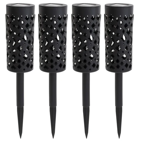 Set 4 lampi solare de gradina cu picior si agatatoare tip "Felinar" cu LED