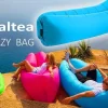Saltea Autogonflabila "Lazy Bag" tip sezlong, 230 x 70cm, culoare Violet, pentru camping, plaja sau piscina
