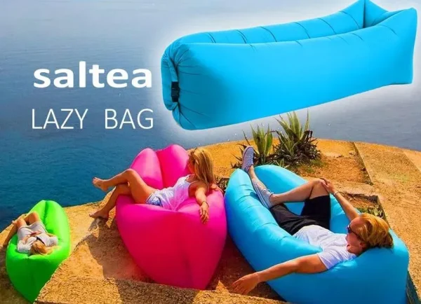 Saltea Autogonflabila "Lazy Bag" tip sezlong, 230 x 70cm, culoare Violet, pentru camping, plaja sau piscina