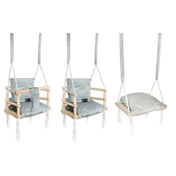 Leagan pentru copii, 3 in 1, lemn, gri, max 30 kg, 34x34x26 cm, Kruzzel