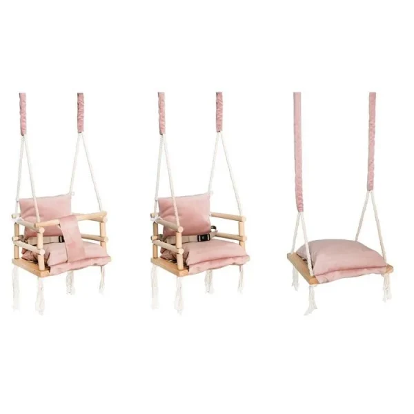 Leagan pentru copii, 3 in 1, lemn, roz, max 30 kg, 34x34x26 cm, Kruzzel
