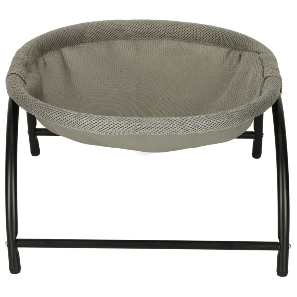 Pat de tip hamac pentru caini si pisici, cadru metalic negru si panza gri, dimensiune 45 x 42 x 23 cm