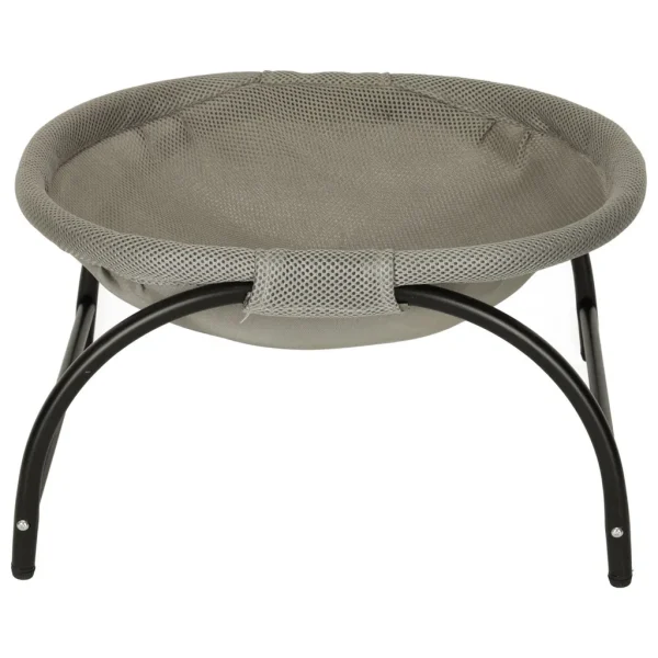 Pat de tip hamac pentru caini si pisici, cadru metalic negru si panza gri, dimensiune 45 x 42 x 23 cm