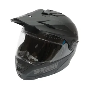 Casca motocross integrala, negru mat cu viziera transparenta si ochelari de soare marimea XL, model LION