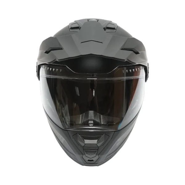 Casca motocross integrala negru mat cu viziera transparenta si ochelari de soare, marimea L, model LION