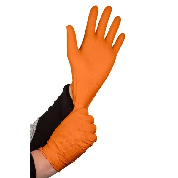 Manusi nitril, unica folosinta, portocaliu, set 50 buc, marimea XL, NEO