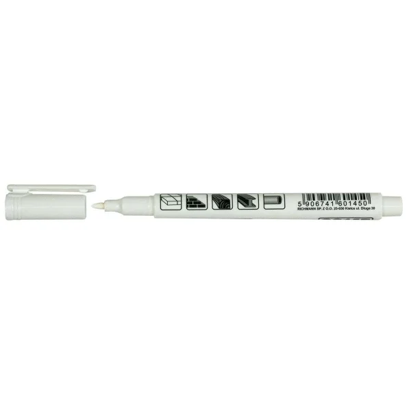 Marker permanent, 1 mm, alb, subtire, Richmann