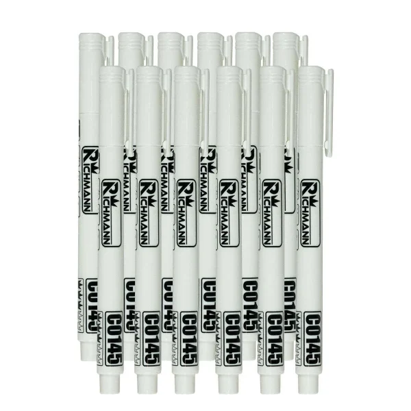Marker permanent, 1 mm, alb, subtire, Richmann