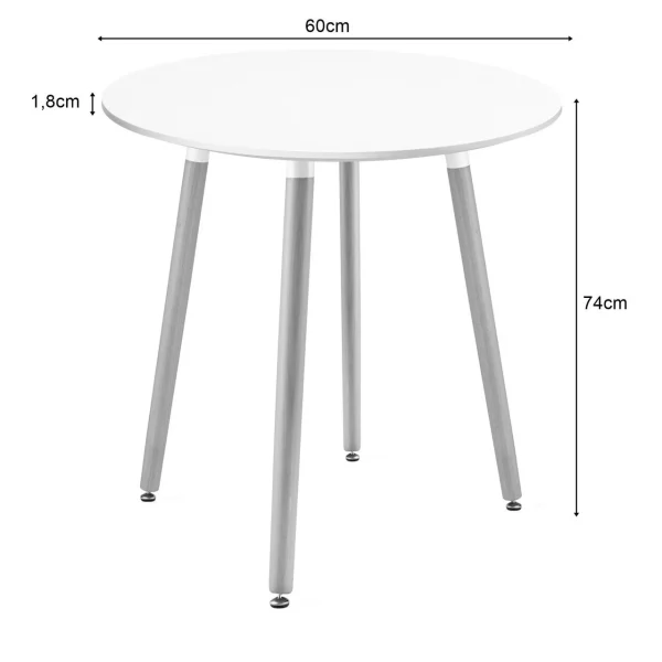 Masa stil scandinav, Artool, Kami, rotunda, MDF si lemn, alb, 60x74 cm