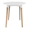 Masa stil scandinav, Artool, Kami, rotunda, MDF si lemn, alb, 80x74 cm