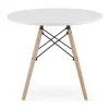 Masa stil scandinav, Artool, rotund, MDF si lemn, alb, 60x50 cm