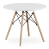 Masa stil scandinav, Artool, rotund, MDF si lemn, alb, 60x50 cm