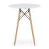 Masa stil scandinav, Artool, rotund, MDF si lemn, alb, 60x72 cm