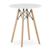 Masa stil scandinav, Artool, rotund, MDF si lemn, alb, 60x72 cm