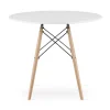 Masa stil scandinav, Artool, rotund, MDF si lemn, alb, 90x72 cm