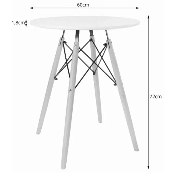 Masa stil scandinav, Artool, rotund, MDF si lemn, negru, 60x72 cm