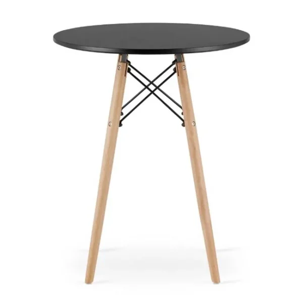 Masa stil scandinav, Artool, rotund, MDF si lemn, negru, 60x72 cm