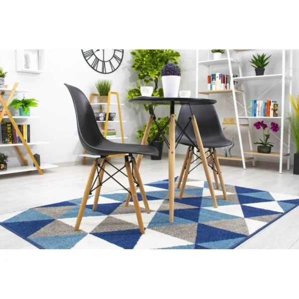 Masa stil scandinav, Artool, rotund, MDF si lemn, negru, 60x72 cm