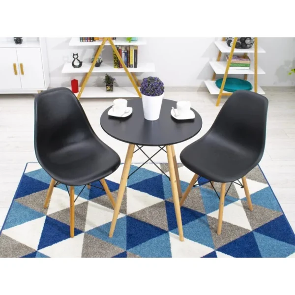 Masa stil scandinav, Artool, rotund, MDF si lemn, negru, 60x72 cm